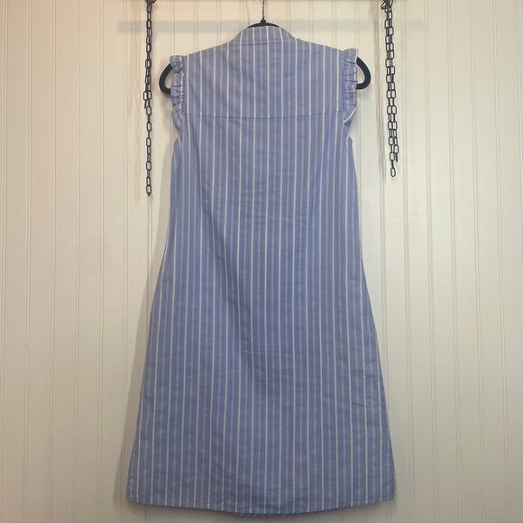 Paul & Joe Womens Blue Stripe Ruffle Shift Dress Cotton Size 2 - Picture 3 of 6